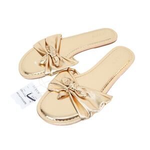 J.Crew Factory Bow Flip Flops Sunkissed Gold Size 7 NWT